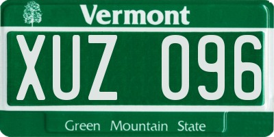VT license plate XUZ096