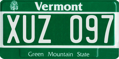 VT license plate XUZ097