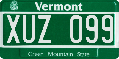 VT license plate XUZ099