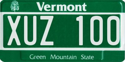 VT license plate XUZ100