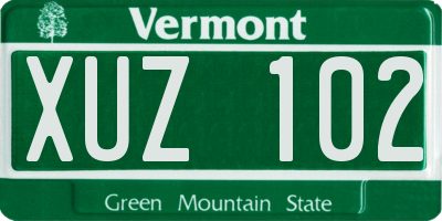 VT license plate XUZ102