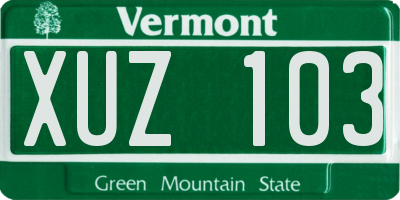 VT license plate XUZ103