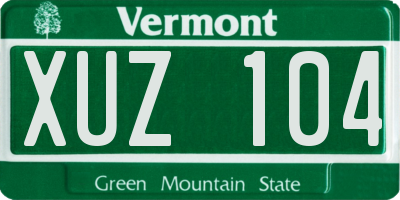 VT license plate XUZ104
