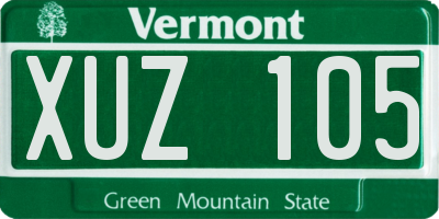 VT license plate XUZ105