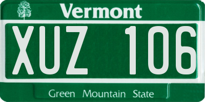 VT license plate XUZ106