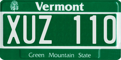 VT license plate XUZ110