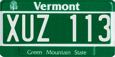 VT license plate XUZ113