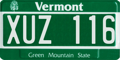 VT license plate XUZ116