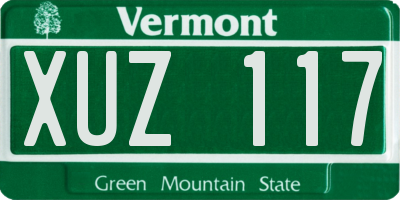 VT license plate XUZ117