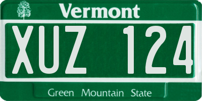 VT license plate XUZ124