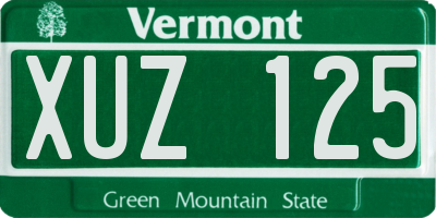 VT license plate XUZ125