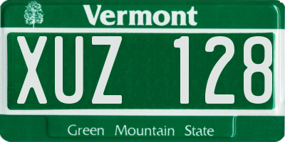 VT license plate XUZ128