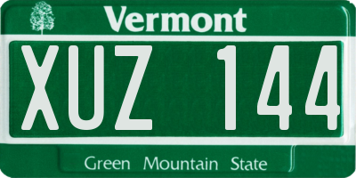 VT license plate XUZ144