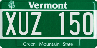 VT license plate XUZ150