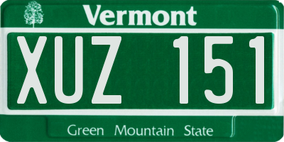 VT license plate XUZ151