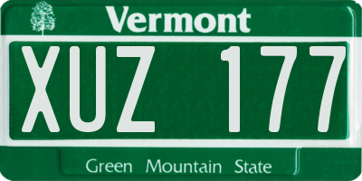 VT license plate XUZ177