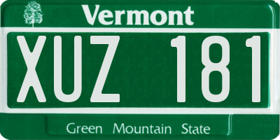 VT license plate XUZ181