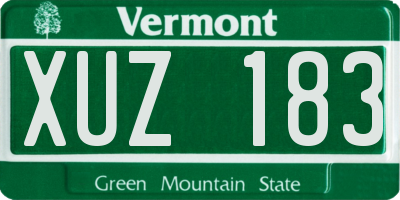VT license plate XUZ183
