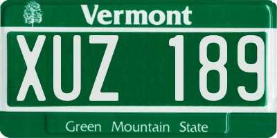 VT license plate XUZ189