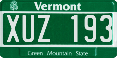 VT license plate XUZ193