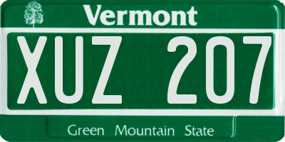 VT license plate XUZ207