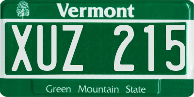 VT license plate XUZ215
