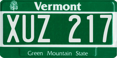 VT license plate XUZ217