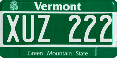VT license plate XUZ222