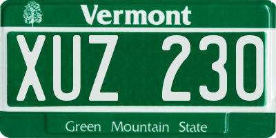 VT license plate XUZ230