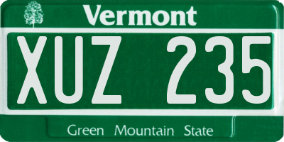VT license plate XUZ235