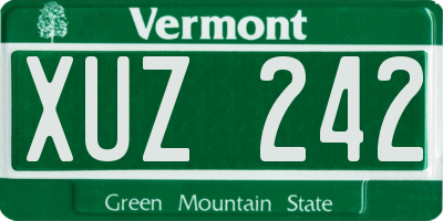 VT license plate XUZ242