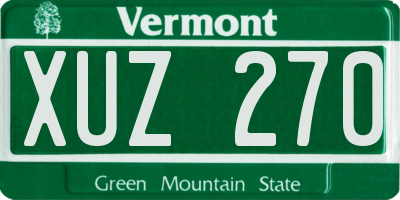 VT license plate XUZ270