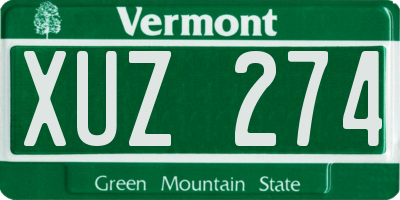 VT license plate XUZ274