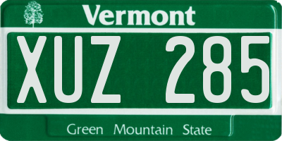 VT license plate XUZ285