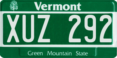 VT license plate XUZ292