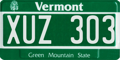 VT license plate XUZ303
