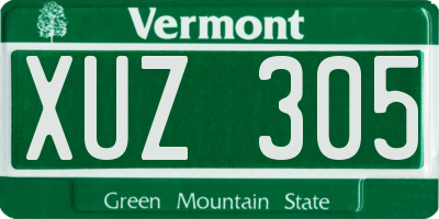 VT license plate XUZ305