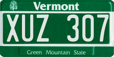 VT license plate XUZ307