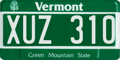 VT license plate XUZ310