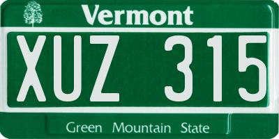 VT license plate XUZ315