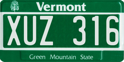 VT license plate XUZ316