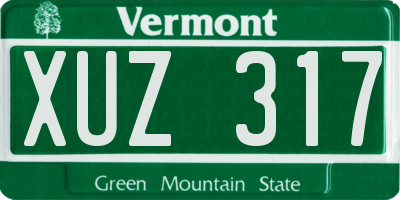 VT license plate XUZ317