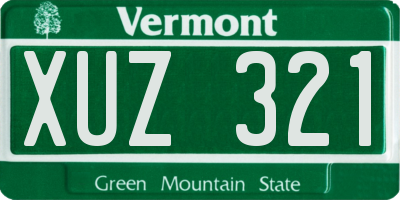 VT license plate XUZ321