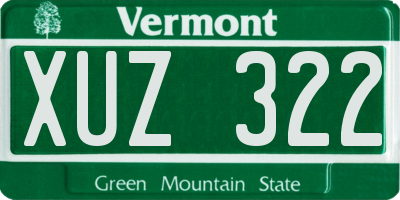 VT license plate XUZ322