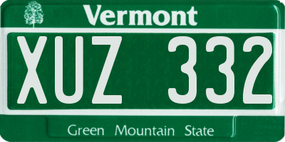 VT license plate XUZ332
