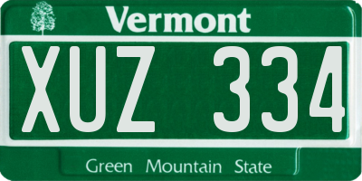 VT license plate XUZ334