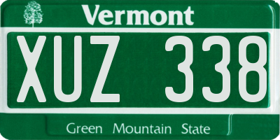 VT license plate XUZ338