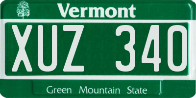 VT license plate XUZ340