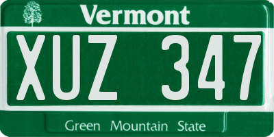 VT license plate XUZ347