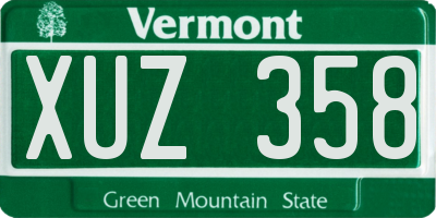 VT license plate XUZ358